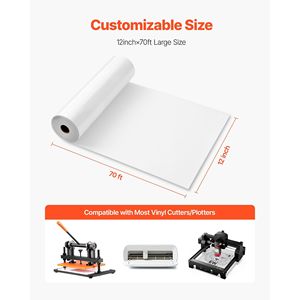 Rollo de vinilo de transferencia de calor blanco brillante 12X70 pies Fácil de cortar Hierba Fuerte adherencia Compatible Varios materiales para camisetas Ropa - Product Image 6