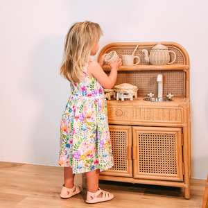 Estufa de juguete de estilo rural, juego de cocina, juguetes clásicos, estufas de ratán natural para niños, juego de rol - Product Image 3