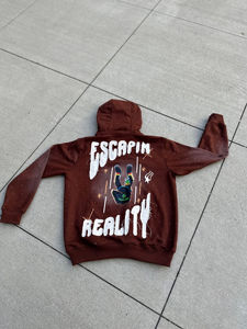 Ensemble de jogging vintage écologique personnalisé, sweat à capuche zippé et pantalon de survêtement évasé à jambe droite, effet délavé, deux pièces - Product Image 4