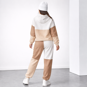 EHRI OEM ขายส่ง เสื้อฮู้ดดี้โอเวอร์ไซส์พรีเมียม 100% ผ้าฝ้าย สำหรับทุกเพศ  ชุดเสื้อฮู้ดดี้ประดับเลื่อม ดีไซน์บล็อกสี ระบายอากาศได้ดี เป็นมิตรกับสิ่งแวดล้อม - Product Image 2