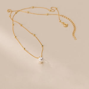 Collier de perles d'eau douce naturelles haut de gamme avec lumière intercalaire pour femmes, design de niche, accessoires de cou en gros - Product Image 2