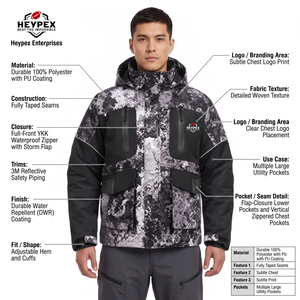 Veste de pêche imperméable à capuche multi-poches camouflage coupe-vent pour l'extérieur - Product Image 5