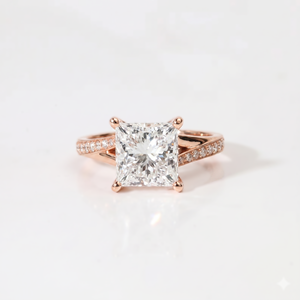 Magnifique bague demi-éternité en or massif 10K 14K 18K certifiée IGI, couleur DEF, clarté VS VVS, avec diamants de laboratoire taille princesse et taille rond de 2 carats - Product Image 2