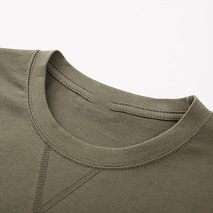 T-shirt décontracté à col rond de couleur unie pour hommes, personnalisé, en coton épais 100%, style streetwear, fournisseur, haut d'été à manches courtes, USA - Product Image 4