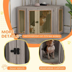 "Rectangle XL Walnut Dog Crate End <b>Table</b> with Cushion for Medium Dogs Indoor Use" - Product Image 6