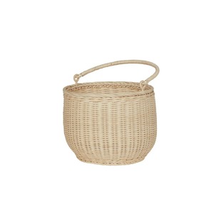 Panier de rangement en rotin naturel écologique fait main avec couvercle tressé robuste, design circulaire moderne multifonctionnel - Product Image 2