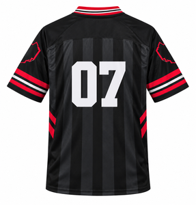 Camiseta de Fútbol Americano a Rayas Negras para Hombre, Cuello en V, Manga Corta, Absorbe la Humedad, Estampado Sublimado, Número 07 en la Parte Delantera - Product Image 2
