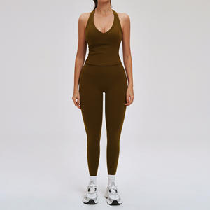 Ensemble de vêtements de sport respirant et à séchage rapide pour le yoga et la course à pied, 2 pièces, soutien-gorge de sport en nylon hautement élastique, legging évasé taille haute pour femmes - Product Image 6