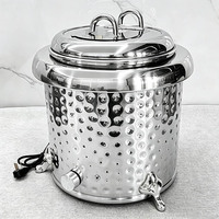 Marmite électrique en acier inoxydable 13L Or/Or rose/Argent, motif martelé, récipient isotherme pour soupe, chauffe-plats électrique