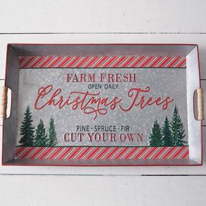 Galvanized Christmas Tray Rectangle Decorative Serving Trays with Handles Customizable Design for Holiday Decor Rustic Tray - Product Image 3