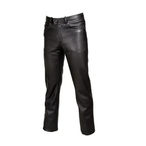 Pantalones de Cuero para Motociclista de Cintura Alta para Hombre, Talla Grande, Corte Regular, Pierna Recta, Recubrimiento de PU Resistente, con Bolsillos, para Invierno - Product Image 6