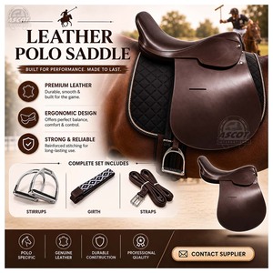 Selle de polo 100% cuir, selle anglaise, ensemble complet avec étriers en fer, sangle de selle, vente en gros d'équipements équestres - Product Image 2