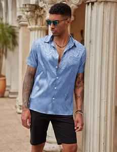 Chemise décontractée pour homme à manches courtes, imprimé tropical hawaïen, boutonnée, en coton coloré, idéale pour l'été et les vacances - Product Image 1