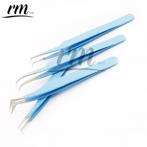 Pince à cils professionnelle RMI bleu ciel haute précision, pointe en L, en acier inoxydable pour faux cils - Product Image 4