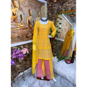 Designer Women's Party Wear Set Beautiful <b>Top</b> Sharara Dupatta - Product Image 1