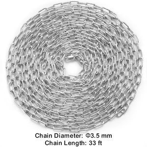 Catena a spirale zincata da 1/8 di pollice x 33 piedi, portata di sicurezza 350 libbre, con 2 anelli rapidi e finitura zincata - Product Image 5