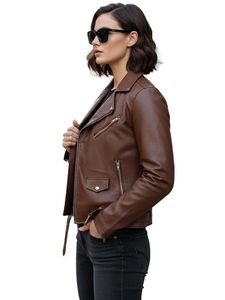 Chaquetas de Mujer a la Moda, Diseño Personalizado, Chaquetas de Cuero Genuino de Primera Calidad con Cierre - Product Image 3