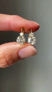 2CT Cushion Cut Lab Grown <b>Diamond</b> <b>Earrings</b>, IGI Certified E VS1 <b>Diamond</b> Drop <b>Earrings</b>, 14K White Gold <b>Dangle</b> <b>Earrings</b>, hoop earr - Product Image 2