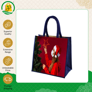 Bolsa de mano de yute con estampado navideño, diseño de lujo, de la mejor calidad, muy demandada y de gran venta, con asa acolchada, procedente de la India. - Product Image 6