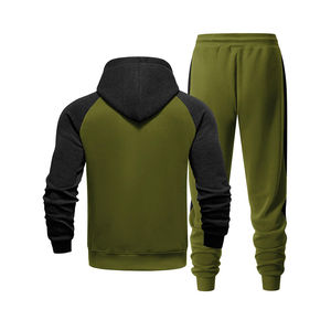 Ensemble de survêtement 2 pièces zippé en polaire légère d'hiver, grande taille, couleur unie, haute qualité, avec logo personnalisé, prix de gros - Product Image 2