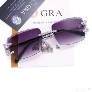 Gafas de Sol con Montura Morada y Diamantes de Moissanita, Lentes de Plástico con Protección UV400, Unisex, para Regalo, Uso en Exteriores, Caja C5 - Product Image 6