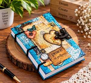 Diario de Cuero Hecho a Mano con Tapa Dura y Candado, 7x5 Pulgadas, Libre de Ácido, con Diseño Vintage de Corazones, Cuaderno de Escritura, Regalo - Product Image 1