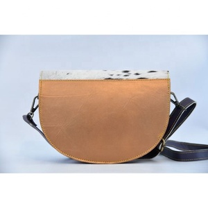 Nouveau Style occidental recyclé peau de vache fourrure cuir sacs à bandoulière de haute qualité à la mode véritable recyclé fourrure cuir fronde sac à main - Product Image 4