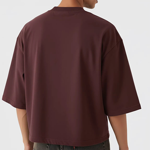 Camiseta de Hombre 100% Algodón, Tejida, Oversize, con Hombros Caídos, Unisex, con Logotipo Personalizado en la Parte Delantera, Estilo Urbano, OEM, ODM, Venta al Por Mayor - Product Image 2