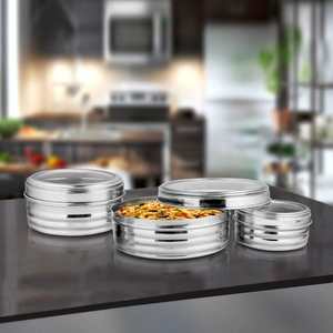 3 contenedores y almacenamiento de alimentos Puri Dabba de acero inoxidable - Product Image 2