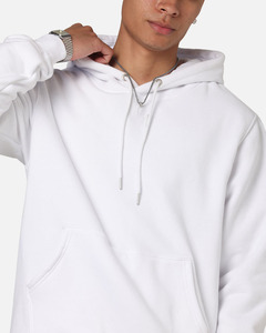 <b>Men</b> Oversized <b>White</b> Cotton Fleece Hoodie <b>Sweatshirt</b> Casual Solid Color Pocket Design Regular Fit Casual Wear - Product Image 6