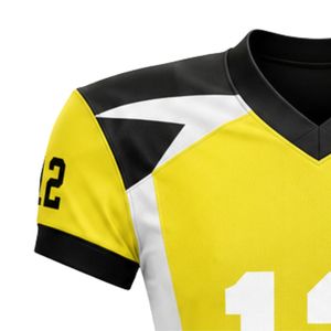 Maillot de football américain jaune et noir à manches courtes, respirant et confortable pour l'entraînement et les matchs - Product Image 4