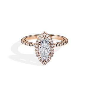 Women's 14k Gold Plated Marquise Cut Diamond Engagement Ring Prong Setting Floral Style - Product Image 1