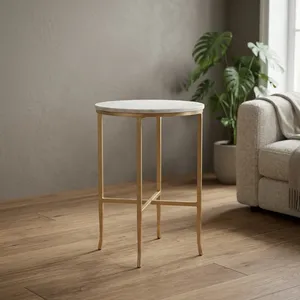 Modern Brass Coffee <b>Table</b> With <b>Marble</b> Top Living Room Furniture Decorative Accent <b>Side</b> <b>Table</b> - Product Image 2