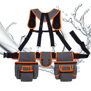 Adjustable Duffle Bag for <b>Carpenter</b> <b>Tools</b> Multiple Pockets Gray Orange Cotton/Nylon/Polyester Material Comfortable Heavy Duty - Product Image 4