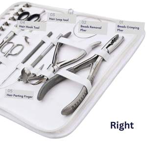 Kit d'outils pour extensions de cheveux avec pinces de sélection, ciseaux de barbier, mini-ciseaux, aiguilles courbées, accessoires de salon en métal, kit capillaire - Product Image 2