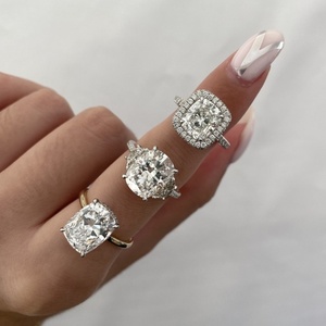 Crushed <b>Ice</b> Cushion Cut Lab Created Diamond <b>Ring</b> Two Tone 14K Yellow Gold Cushion Shape Solitaire <b>Ring</b> Custom Jewelry Manufactur - Product Image 5
