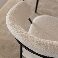 Chaise ronde Vandana Vertex Zenova en tissu bouclé blanc (lot de 2)
