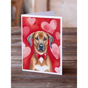 Whimsical A7 Size <b>5x7</b> Blank Note Cards Pack of 8 Rhodesian Ridgeback My Valentine Greeting Cards with <b>Envelopes</b> - Product Image 2