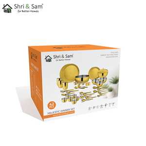 Majestic Juego de cena de acero inoxidable de 42 piezas (3 personas) Juegos de vajilla elegantes con revestimiento de PVD dorado - Product Image 2