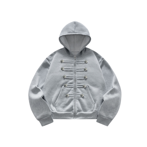 <b>Women</b> Printed <b>Fleece</b> Zip Hoodie Decorative Metal Buttons <b>Warm</b> Hooded Casual Winter <b>Jacket</b> Soft Fabric Cotton Blend Front Pocket - Product Image 1