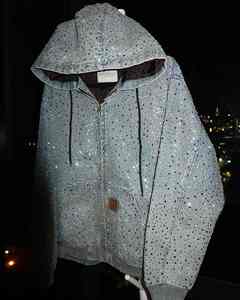 Sweat à capuche oversize en coton avec fermeture éclair et strass diamantés, style punk, pour homme, par un créateur fabricant - Product Image 5