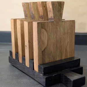 Lavish Cross Shape Solid Wood <b>Coaster</b> Set Heat Resistant Stylish <b>Drink</b> <b>Coasters</b> for Dining Coffee Table Home Decor - Product Image 3