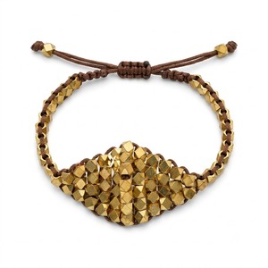 Pulsera Boho con Cuentas en Forma de Pirámide Chapada en Oro, Joyería Unisex de Aleación, Pulsera de Moda Estilo Bohemio - Product Image 1