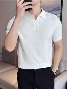 เสื้อเชิ้ตแขนสั้นผู้ชาย สีขาว ผ้าวิสโคส/คอตตอน ถักทอ สีพื้น แห้งเร็ว ระบายอากาศดี สไตล์สมาร์ทแคชชวล ทรงปกติ ติดกระดุม - Product Image 1