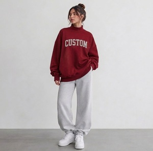 Suéter Oversize Premium para Mujer con Cuello Alto y Detalle de Crochet Personalizado, Moda Urbana, Marca Privada de Fábrica - Product Image 1