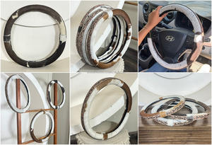 Housse de volant de voiture en cuir de vachette véritable, de haute qualité, travaillée à la main, respirante, protection du volant de voiture - Product Image 3