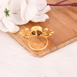 Smoky Hydro Fashion Brass Gold Plated Handmade Gemstone <b>Ring</b> for <b>Women</b> - Product Image 5
