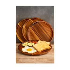 Plateau de service en bois avec poignées métalliques ou non métalliques, disponible en différentes tailles - Product Image 1