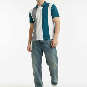 Polos piqués pour hommes 100 % coton, grandes tailles, manches courtes, chemise de golf, logo personnalisé, haute qualité, color block, tee-shirt de sport OEM - Product Image 1