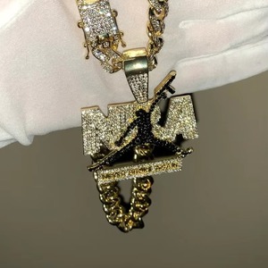 Custom NKA Letter Pendant <b>Iced</b> <b>Out</b> Hip Hop Necklace Zircon Cuban <b>Chain</b> Gold Silver Tone Unisex Jewelry - Product Image 1